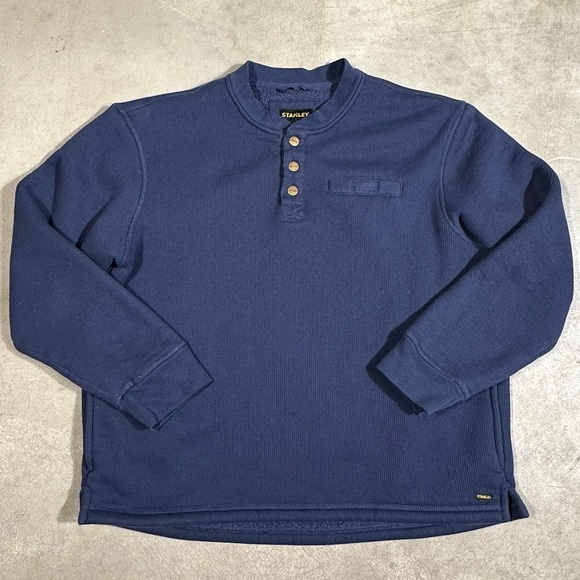 Stanley Other - Stanley Mens Shirt Sherpa Fleece Lined Waffle Thermal Henley Navy Blue Large